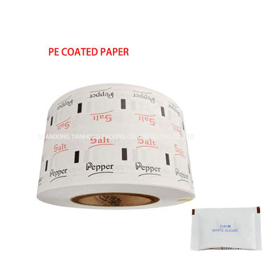 Persoonlijk afgedrukte PE-gecoate papierrolfilm voor suikerpeper zoutstick sachetmateriaal