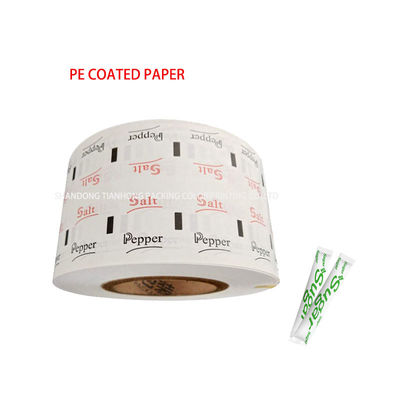 Persoonlijk afgedrukte PE-gecoate papierrolfilm voor suikerpeper zoutstick sachetmateriaal