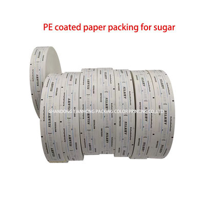 Persoonlijk afgedrukte PE-gecoate papierrolfilm voor suikerpeper zoutstick sachetmateriaal
